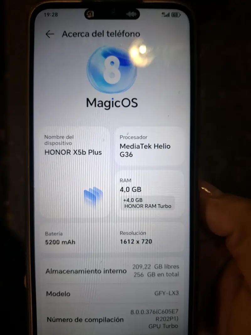Smartphone HONOR X5b Plus con 256GB y 4GB RAM - 4