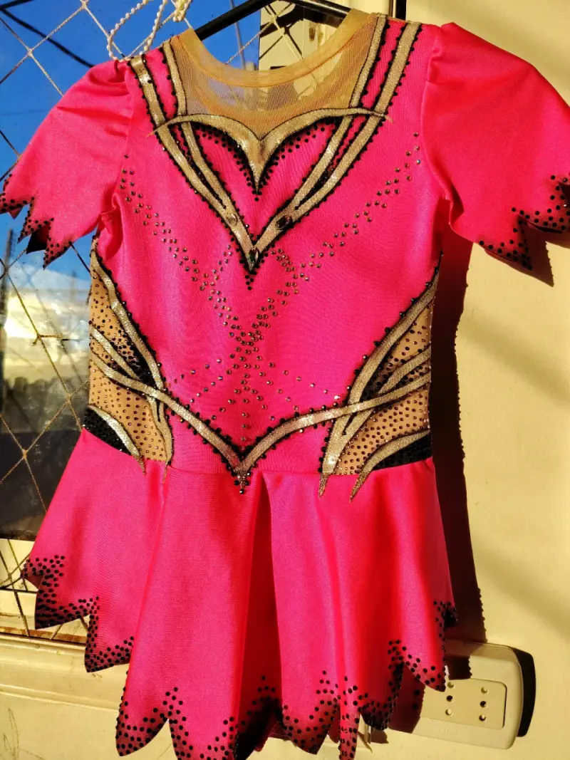 Malla de patinaje artístico rosa talla 8-10 - 3