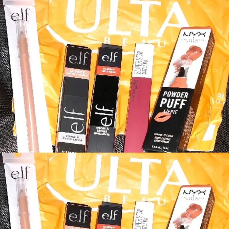 Set de maquillaje e.l.f. y NYX con labiales y delineador