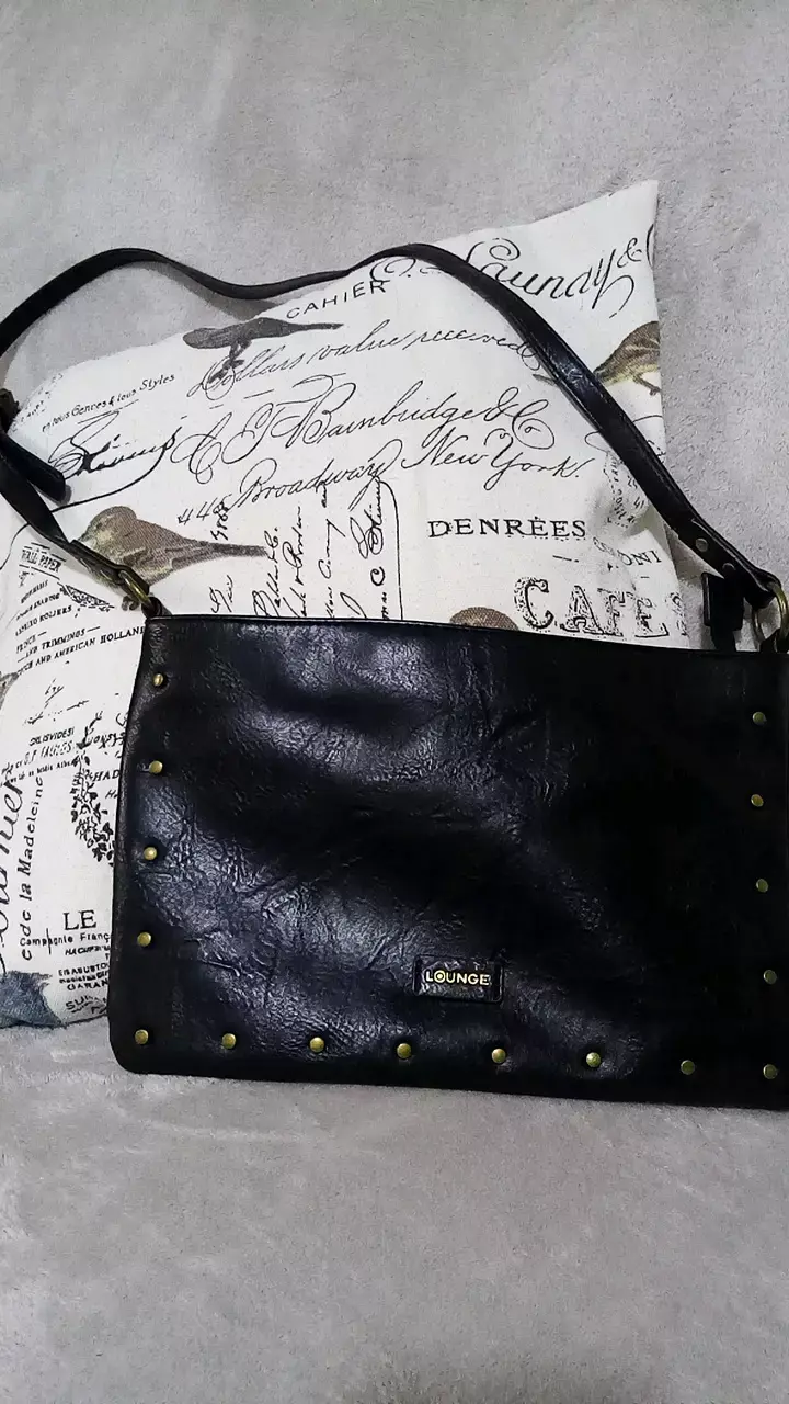 Cartera negra de cuero Lounge con tachas - 1