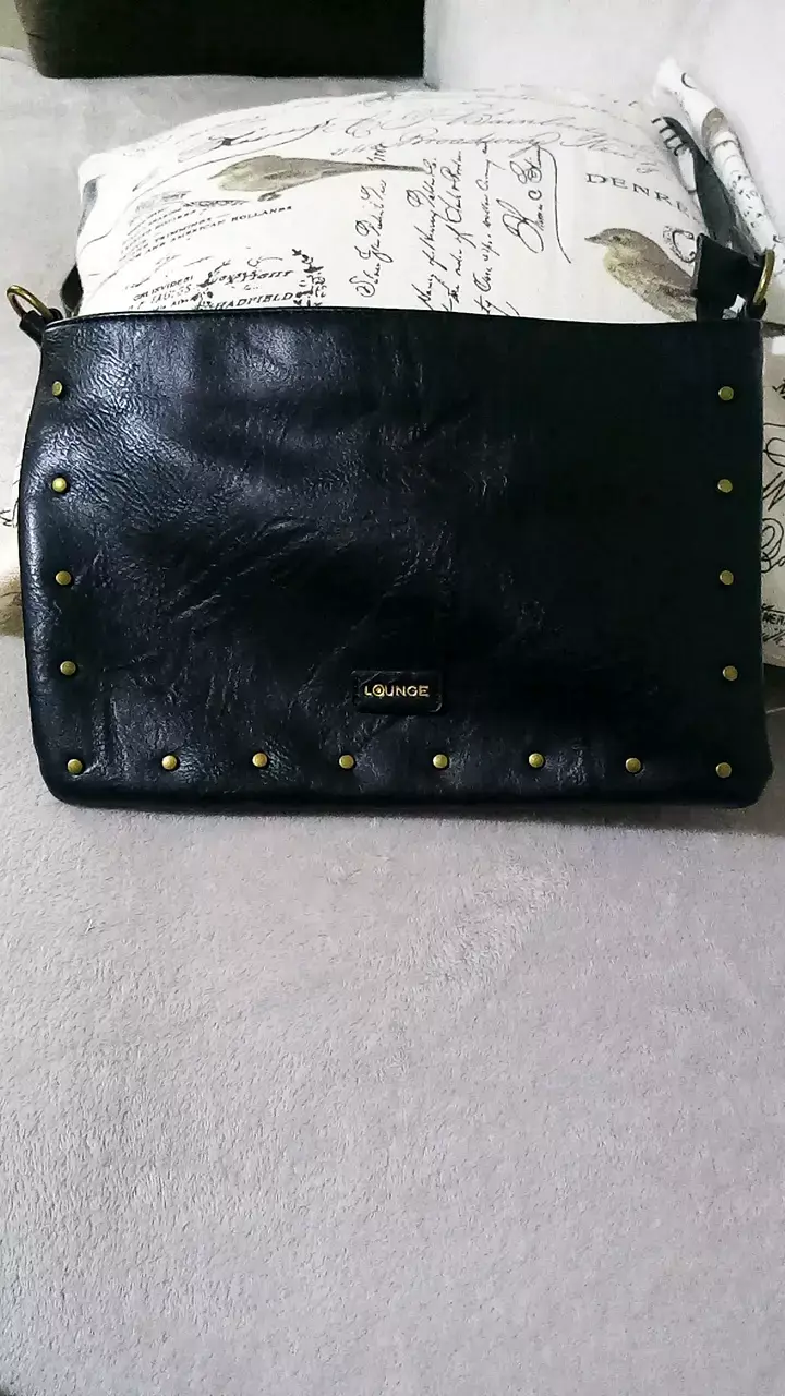 Cartera negra de cuero Lounge con tachas - 2