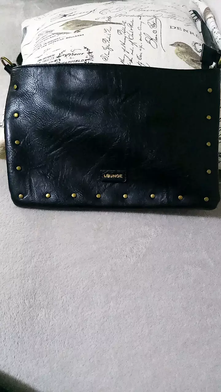 Cartera negra de cuero Lounge con tachas - 3
