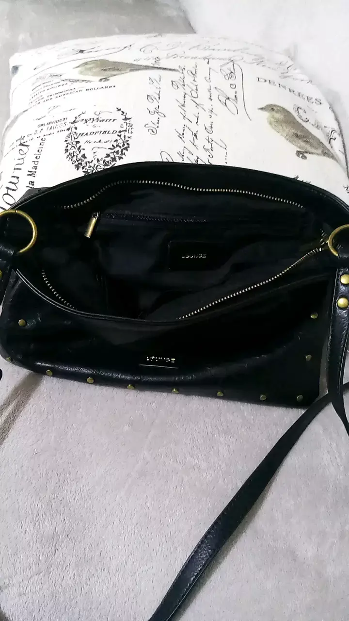 Cartera negra de cuero Lounge con tachas - 5