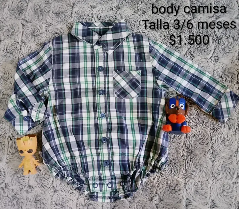 Body camisa a cuadros para bebé 3-6 meses