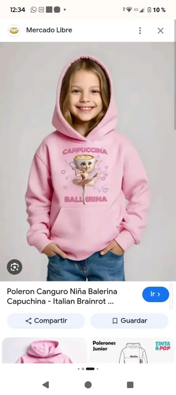 Polerón Canguro Niña Balerina Rosado