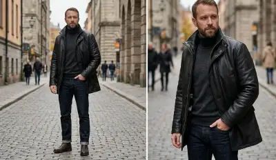 Chaqueta de cuero genuino para hombre - miniatura 1