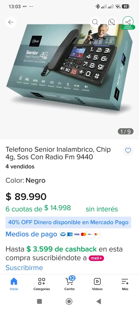 Teléfono Inalámbrico Senior 4G con Botones Grandes - 2