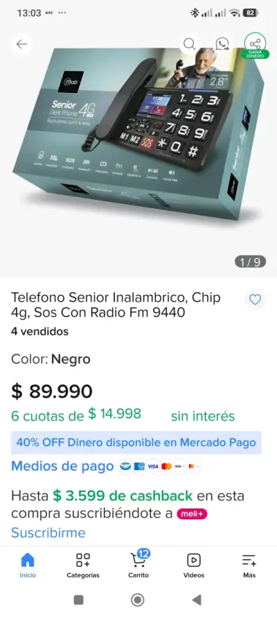 Teléfono Inalámbrico Senior 4G con Botones Grandes - miniatura 2