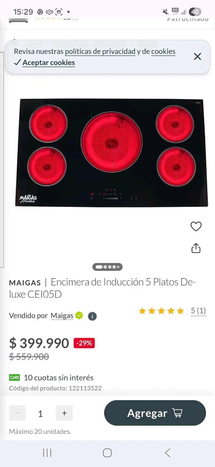 Encimera de inducción Maigas Home 5 platos - 2