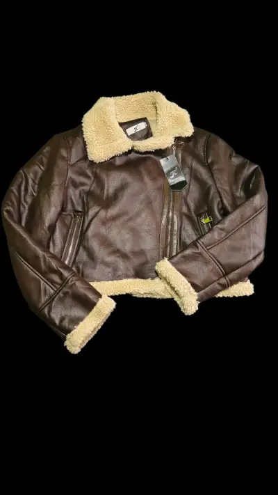Chaqueta de cuero sintético con forro de borrego - miniatura 2