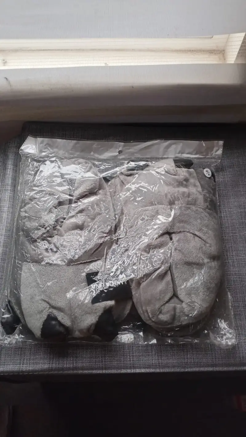 Pantuflas de felpa gris talla 40/41 - 1
