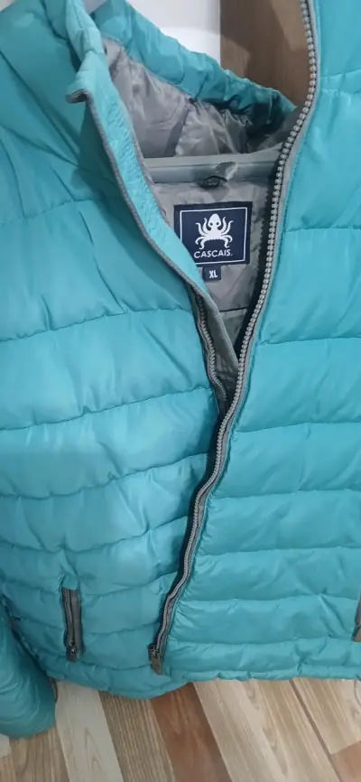 Chaqueta acolchada turquesa con capucha Cascais - miniatura 3