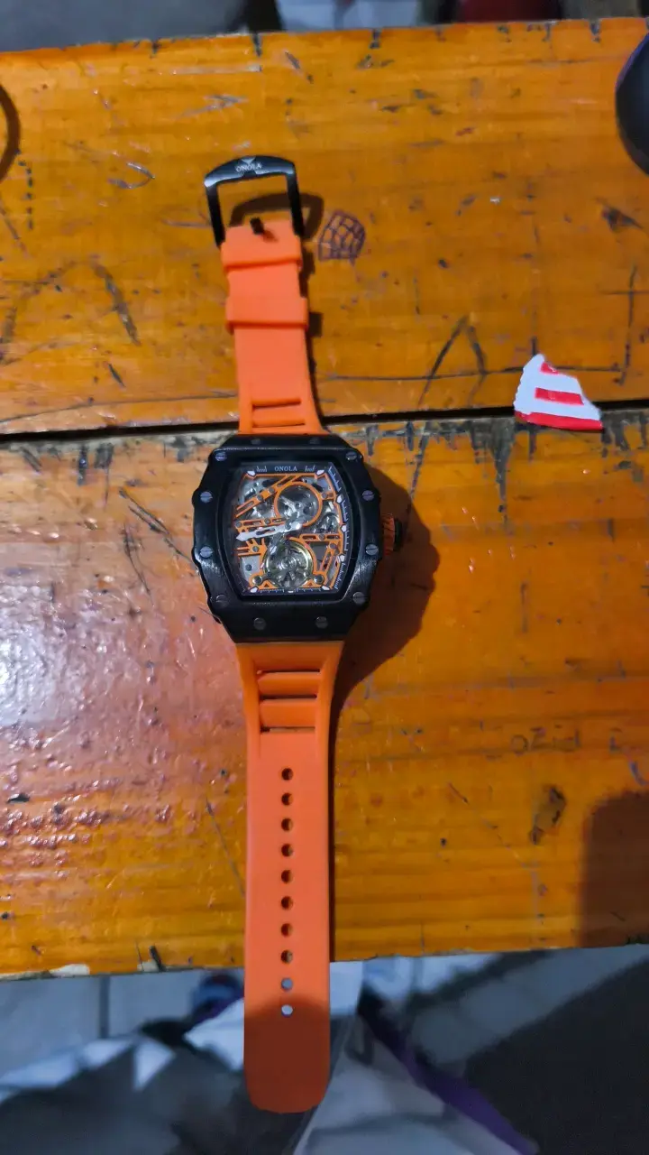 Reloj automático con correa naranja - 2