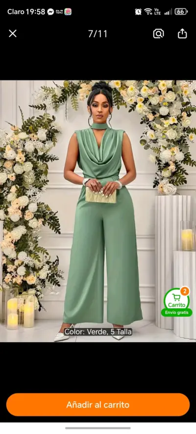 Elegante mono verde para mujer. - miniatura 1