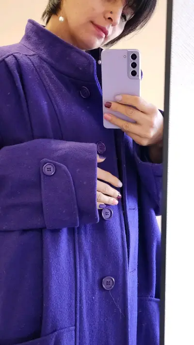 Abrigo vintage morado de lana para mujer - miniatura 2