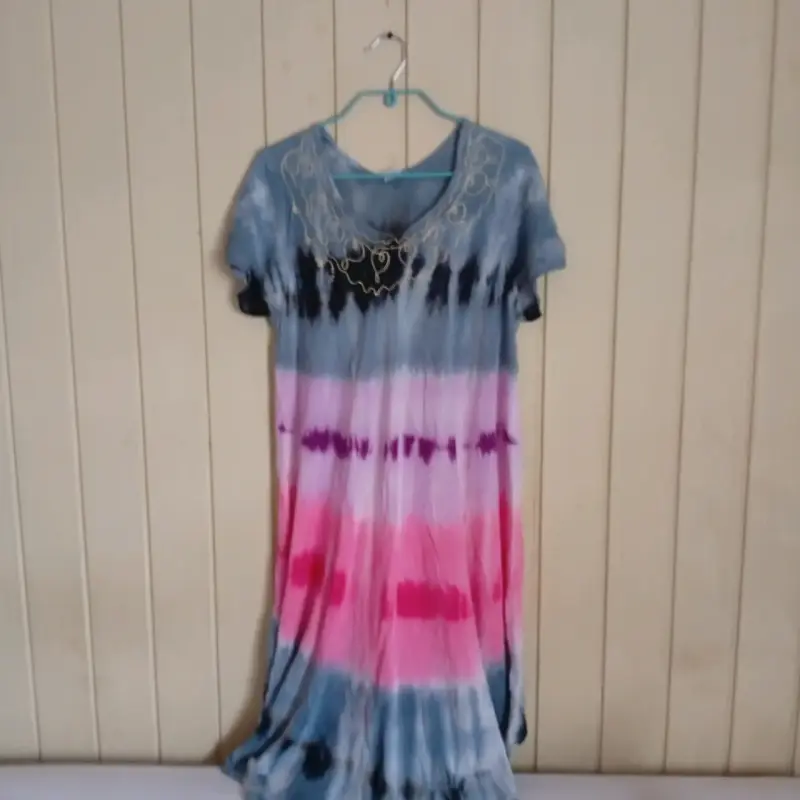 Vestido Tie-Dye Multicolor de Viscosa, Hindú - 5