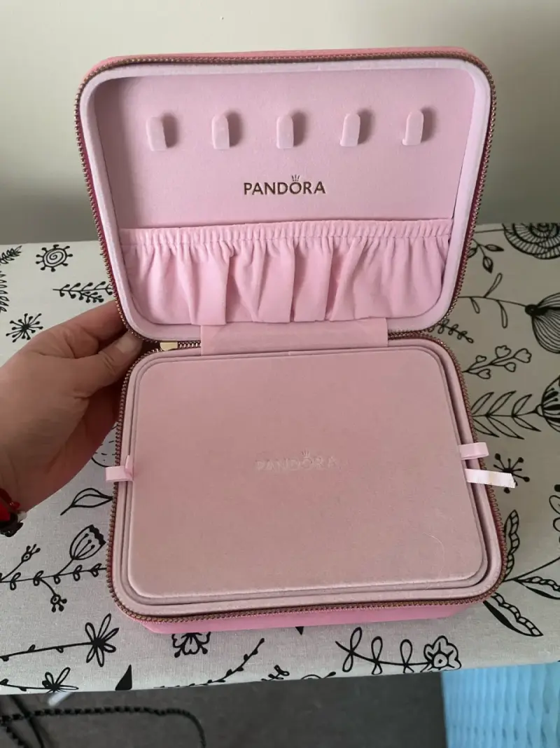 Estuche de joyas rosa Pandora con espejo - 2