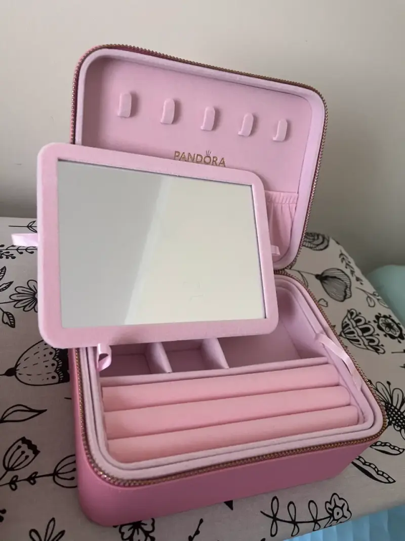 Estuche de joyas rosa Pandora con espejo - 3