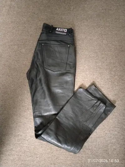 Pantalones de cuero negro Akito talla 36 - miniatura 1