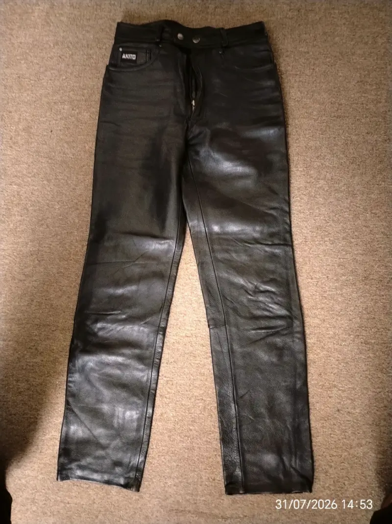 Pantalones de cuero negro Akito talla 36 - 3