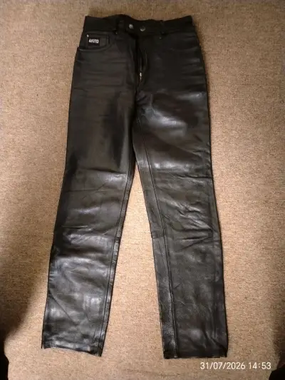 Pantalones de cuero negro Akito talla 36 - miniatura 3