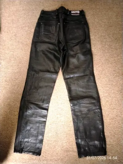 Pantalones de cuero negro Akito talla 36 - miniatura 4