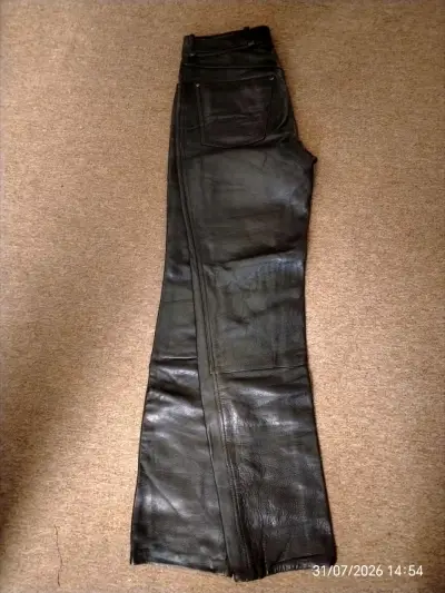 Pantalones de cuero negro Akito talla 36 - miniatura 5