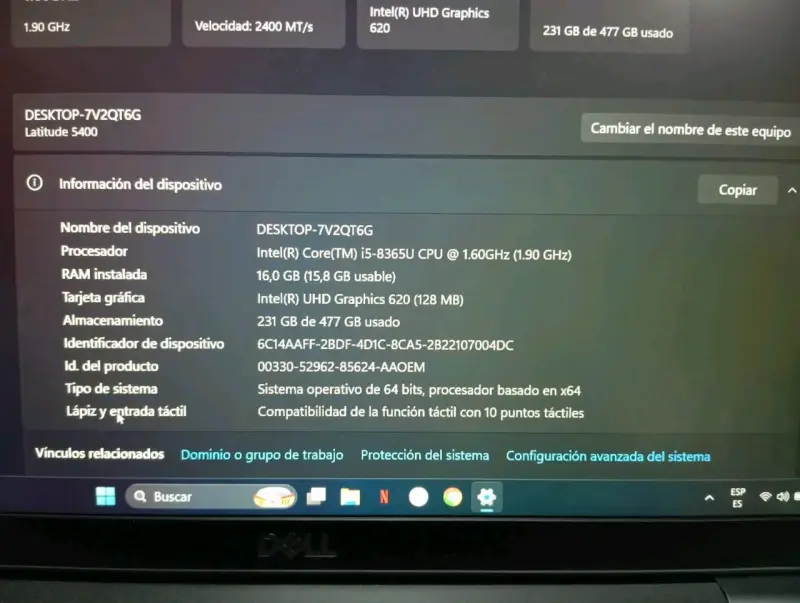 Notebook touch Dell latitude 5400 - 6