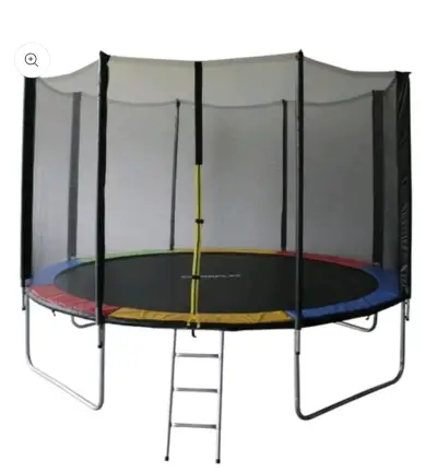 Cama elástica con red de seguridad y escalera - miniatura 1