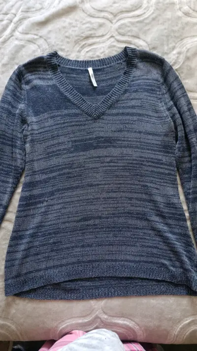 Suéter de punto azul marino para mujer L - miniatura 1