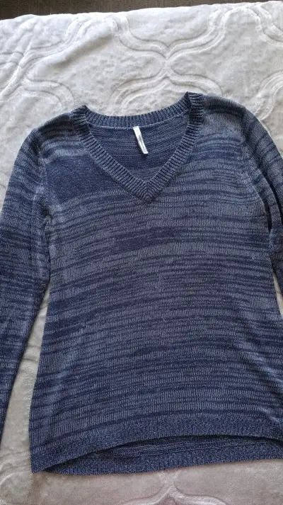 Suéter de punto azul marino para mujer L - miniatura 3