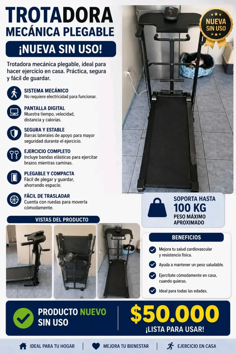 Trotadora mecánica plegable nueva sin uso
