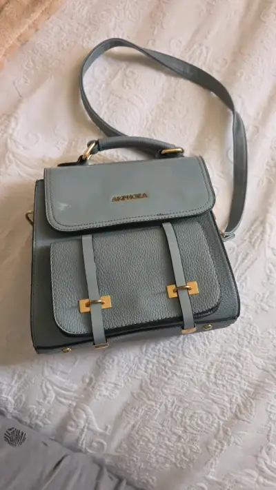 Mochila de cuero celeste Amphora elegante - miniatura 1