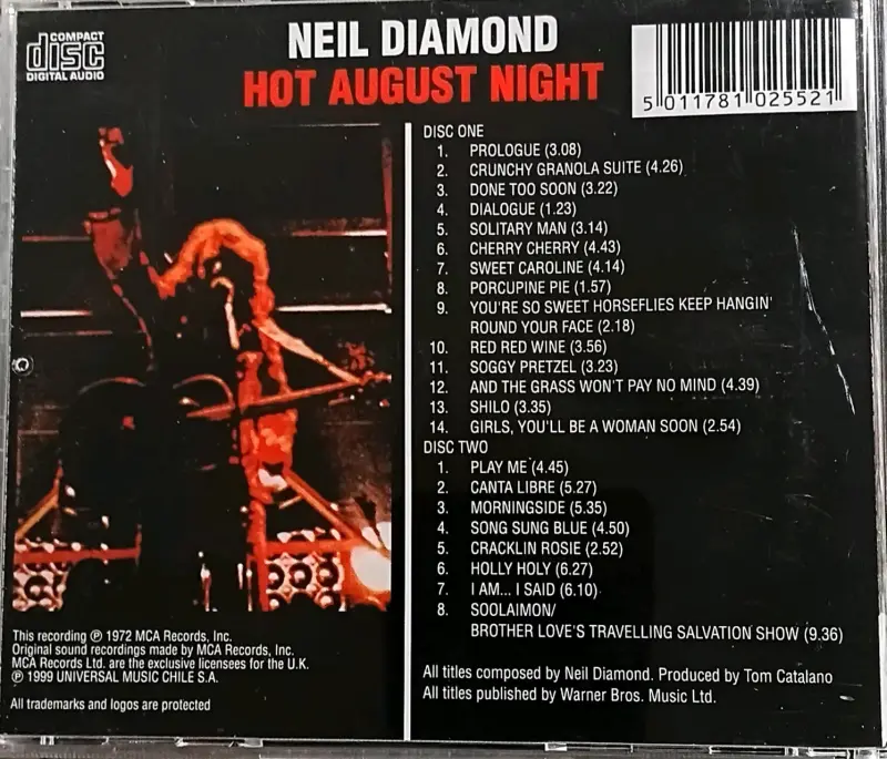 CD doble Neil Diamond Hot August Night en vivo - 5