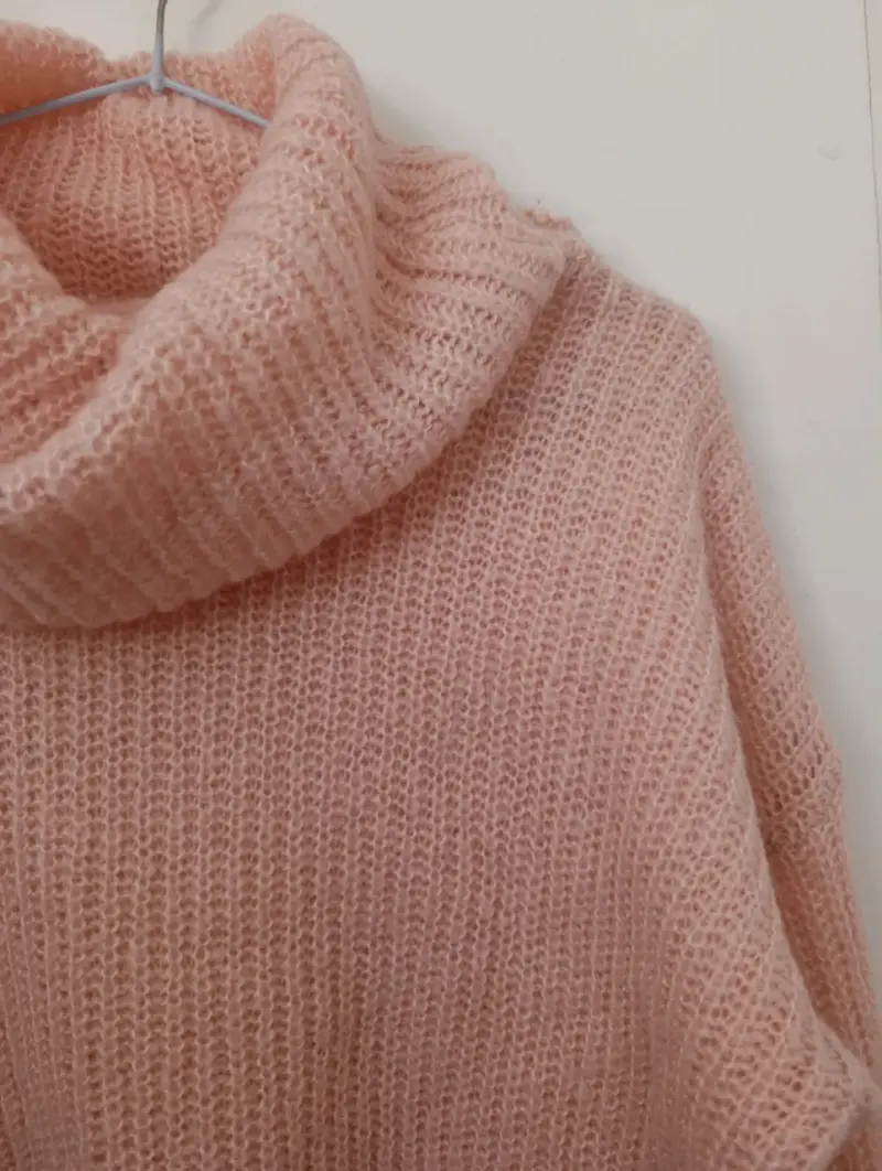 Suéter de cuello alto rosa pastel S - 3