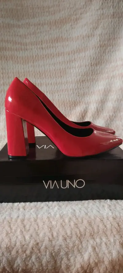 Zapatos de Tacón Rojo Via Uno Elegantes - miniatura 4