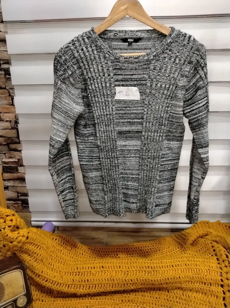 Suéter de punto gris para mujer talla L