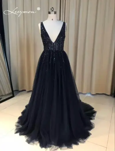 Vestido negro graduación Leeymon - miniatura 1