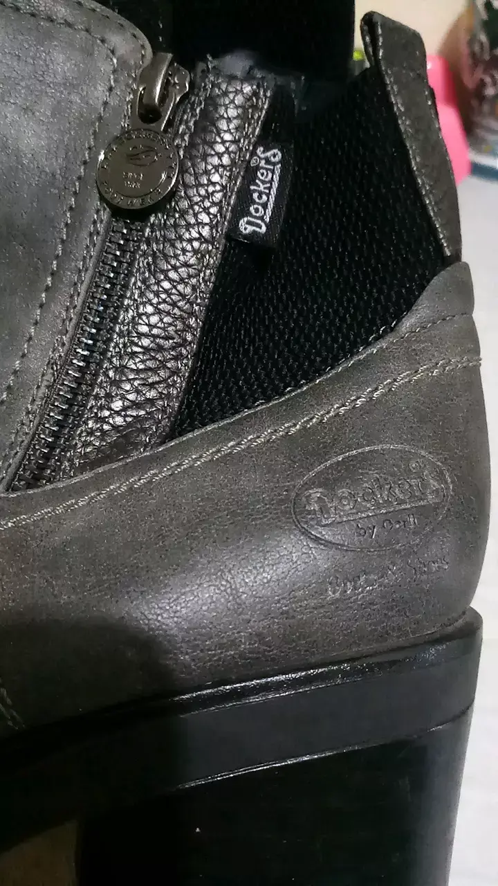 Botines de cuero gris Dockers con tacón - 2