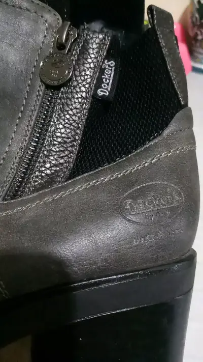 Botines de cuero gris Dockers con tacón - miniatura 2