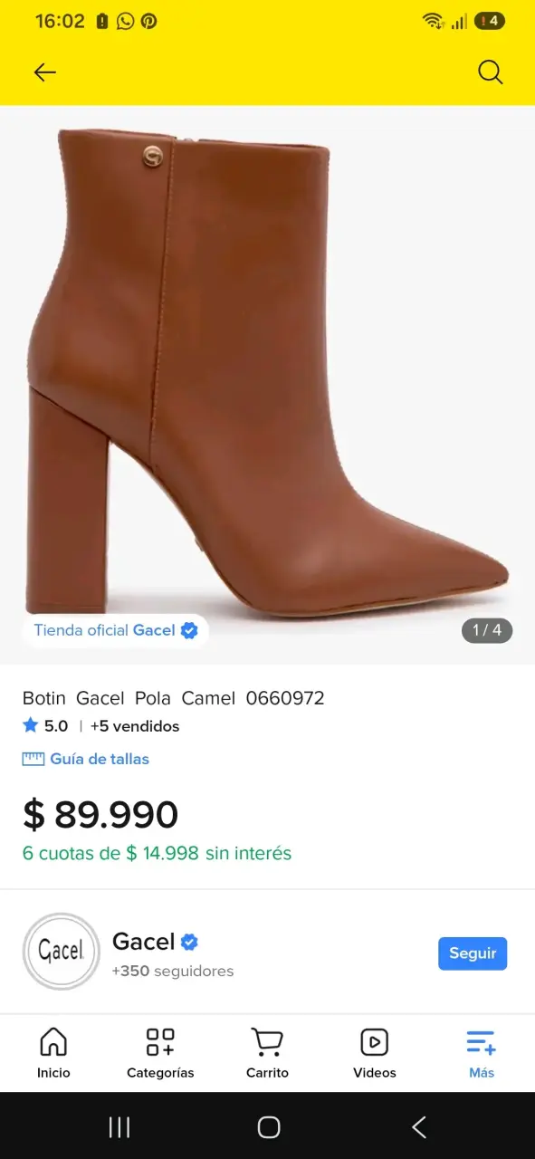 Botines de cuero camel Gacel Pola