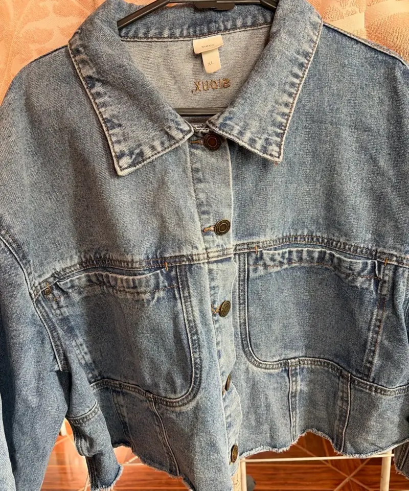 Chaqueta Crop de mezclilla azul - 1