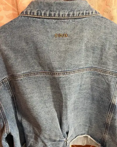 Chaqueta Crop de mezclilla azul - miniatura 3