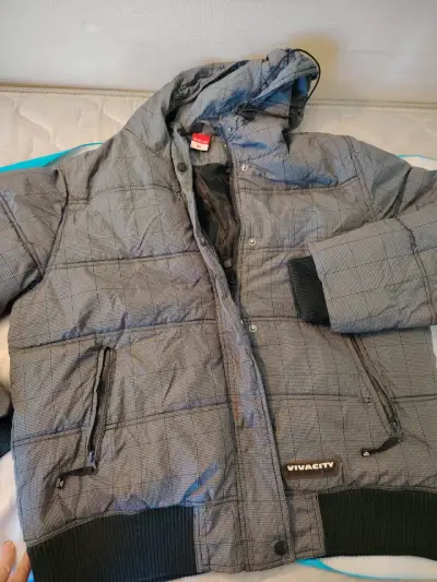Chaqueta acolchada gris con capucha Vivacity - miniatura 1