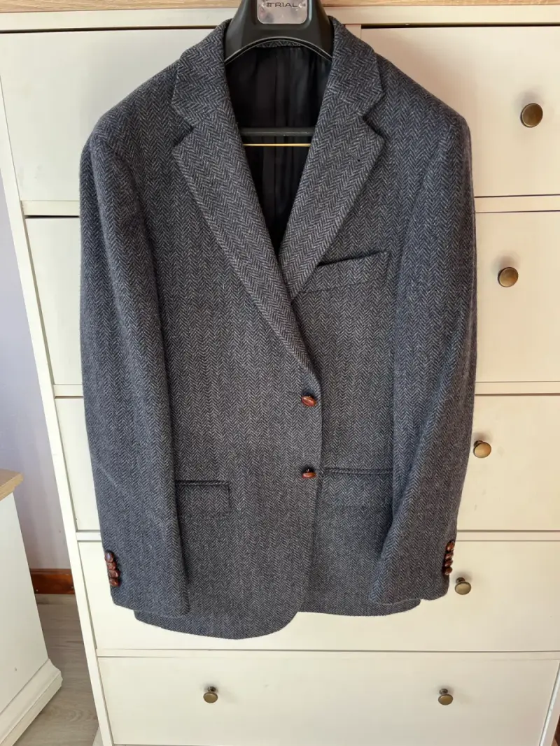 Blazer de lana gris Saville Row para hombre - 1