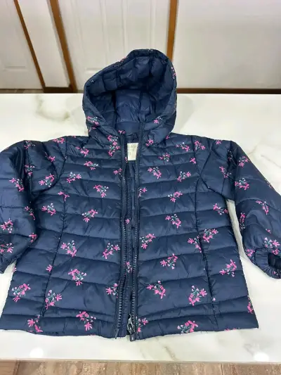 Chaqueta acolchada para niña Colloky azul con flores - miniatura 1