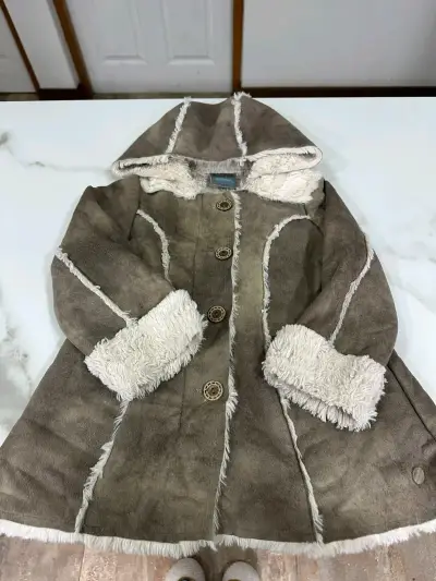 Chaqueta acolchada Colloky beige para niña - miniatura 1