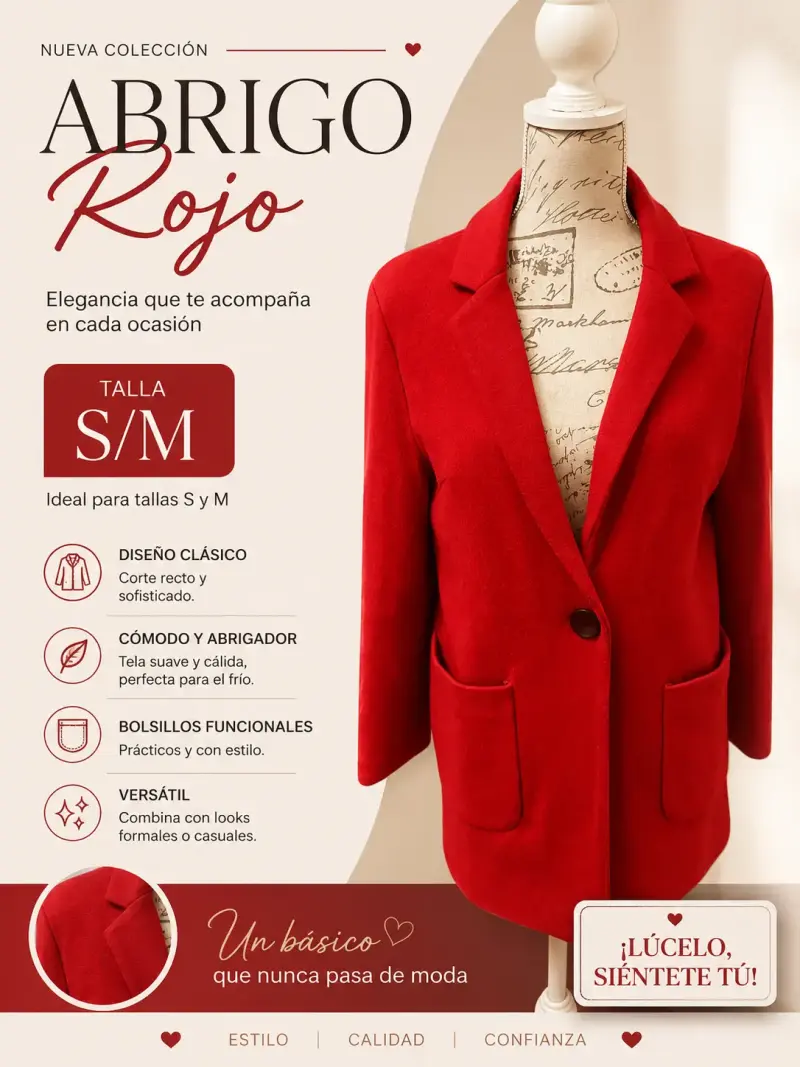 Abrigo rojo elegante