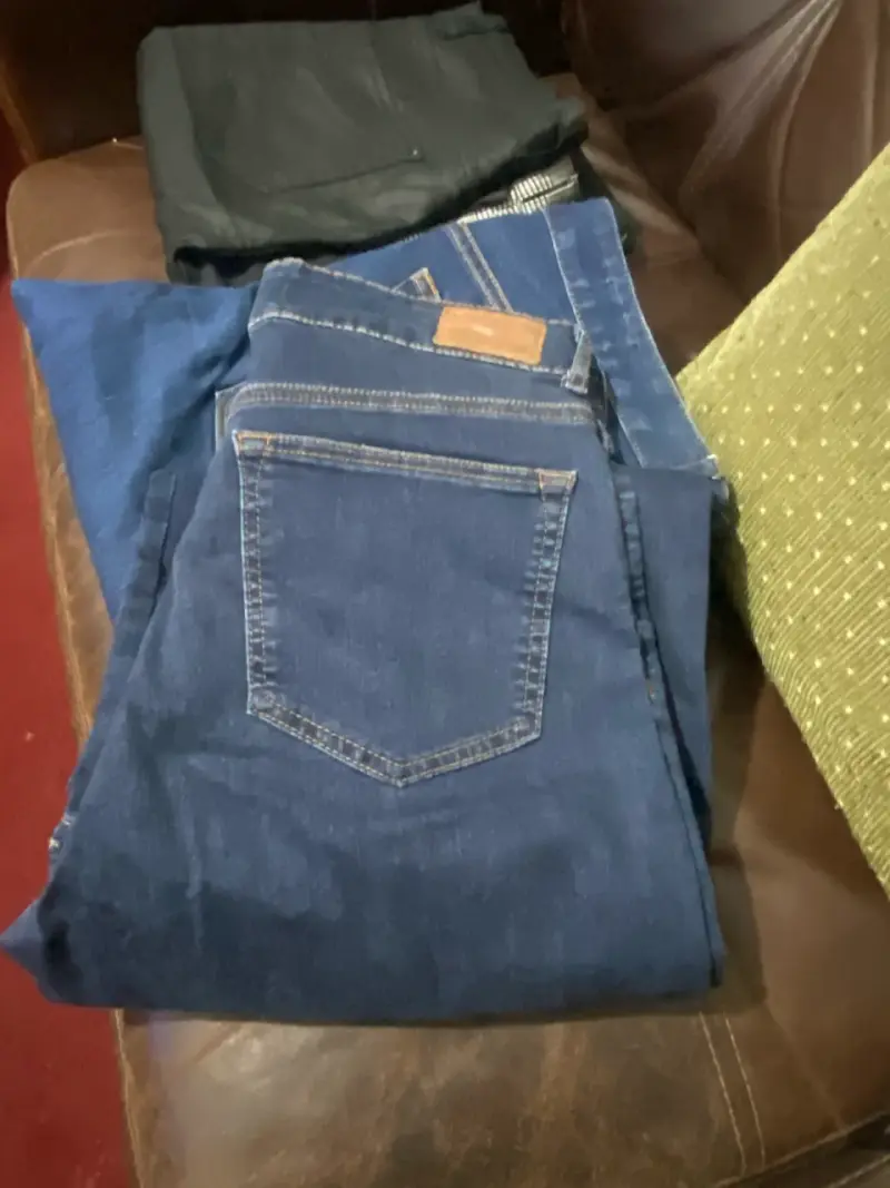 Jeans anchos de mezclilla azul para mujer - 2