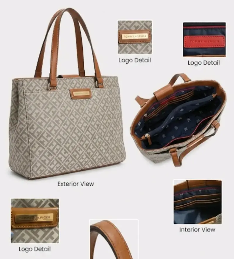 Bolso tote Tommy Hilfiger beige con logo - 1